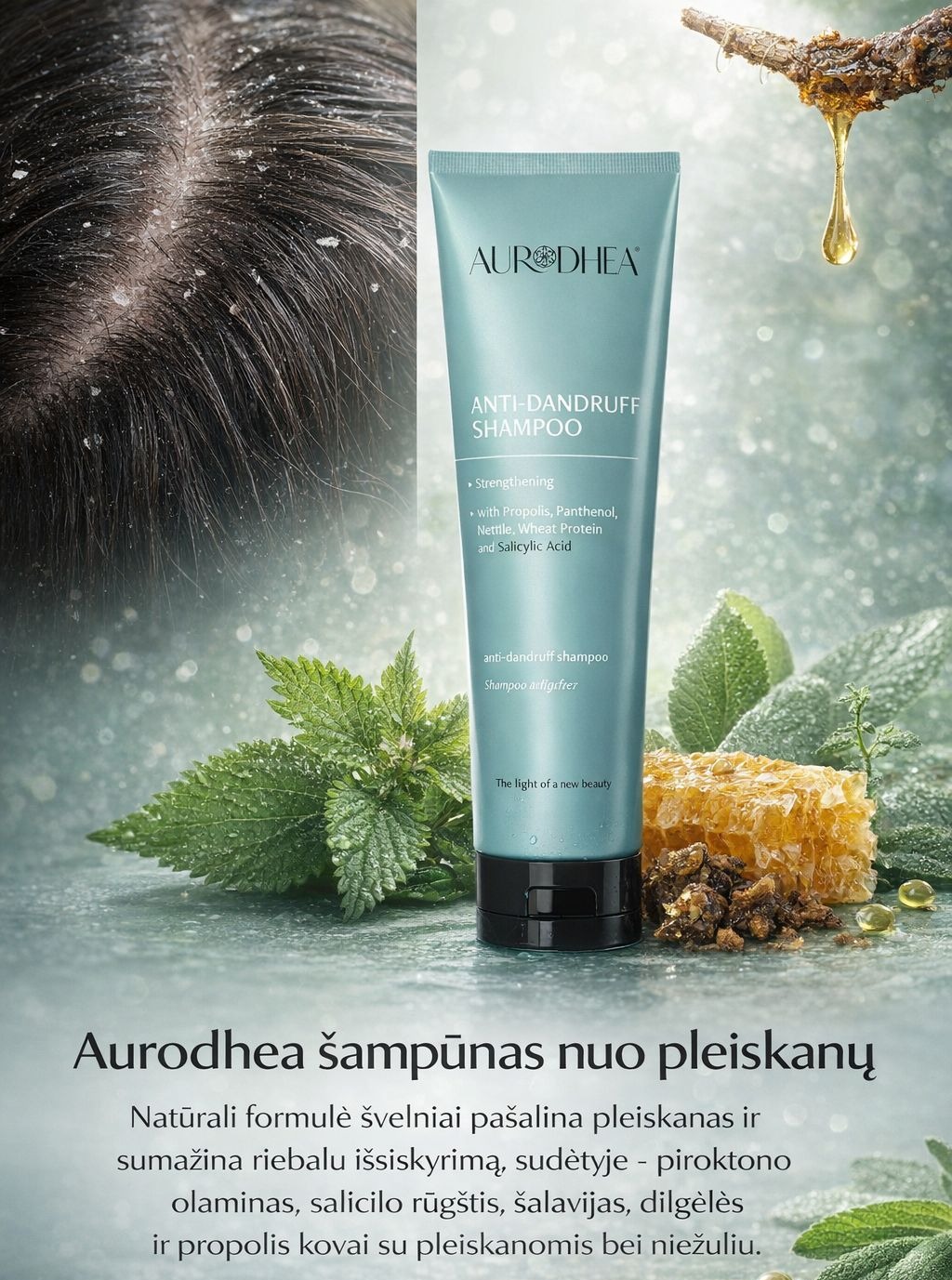 sampunasnuopleiskanuaurodhea250mljpg Švaros link Aurodhea šampūnas nuo pleiskanų su salicilo rūgštimi 250 ml